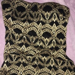 GOLD AND BLACK strapless top